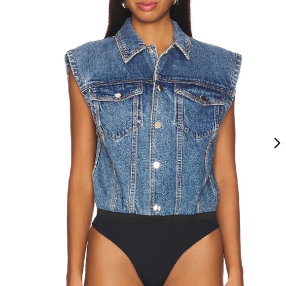 Ronny Kobo SZ XS CARLYLE Bodysuit light wash blue denim